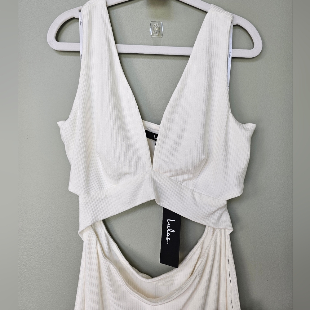Lulu's Ivory Cutout Midi Dress with Side Slit - Picture 7 of 11